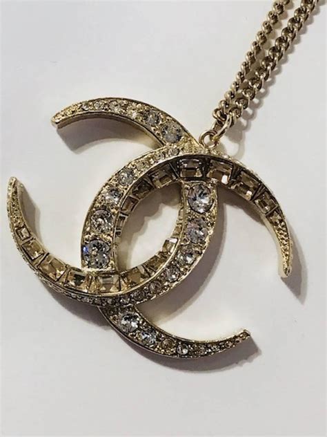 chanel logo diamond pendant|double c necklace.